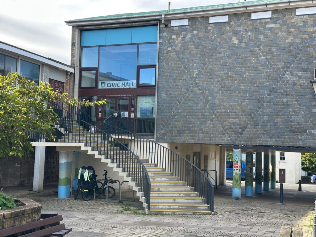 Image of the external steps leading into the Civic Hall from the Civic Square.